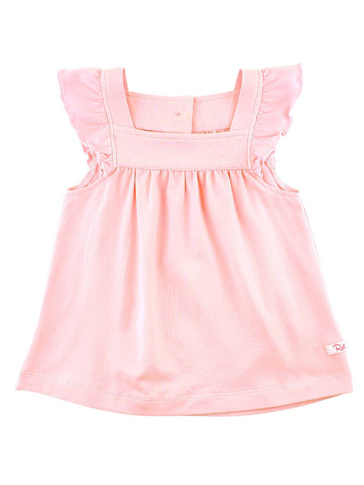 Girls Pink Square Neck Flutter Tank Knit