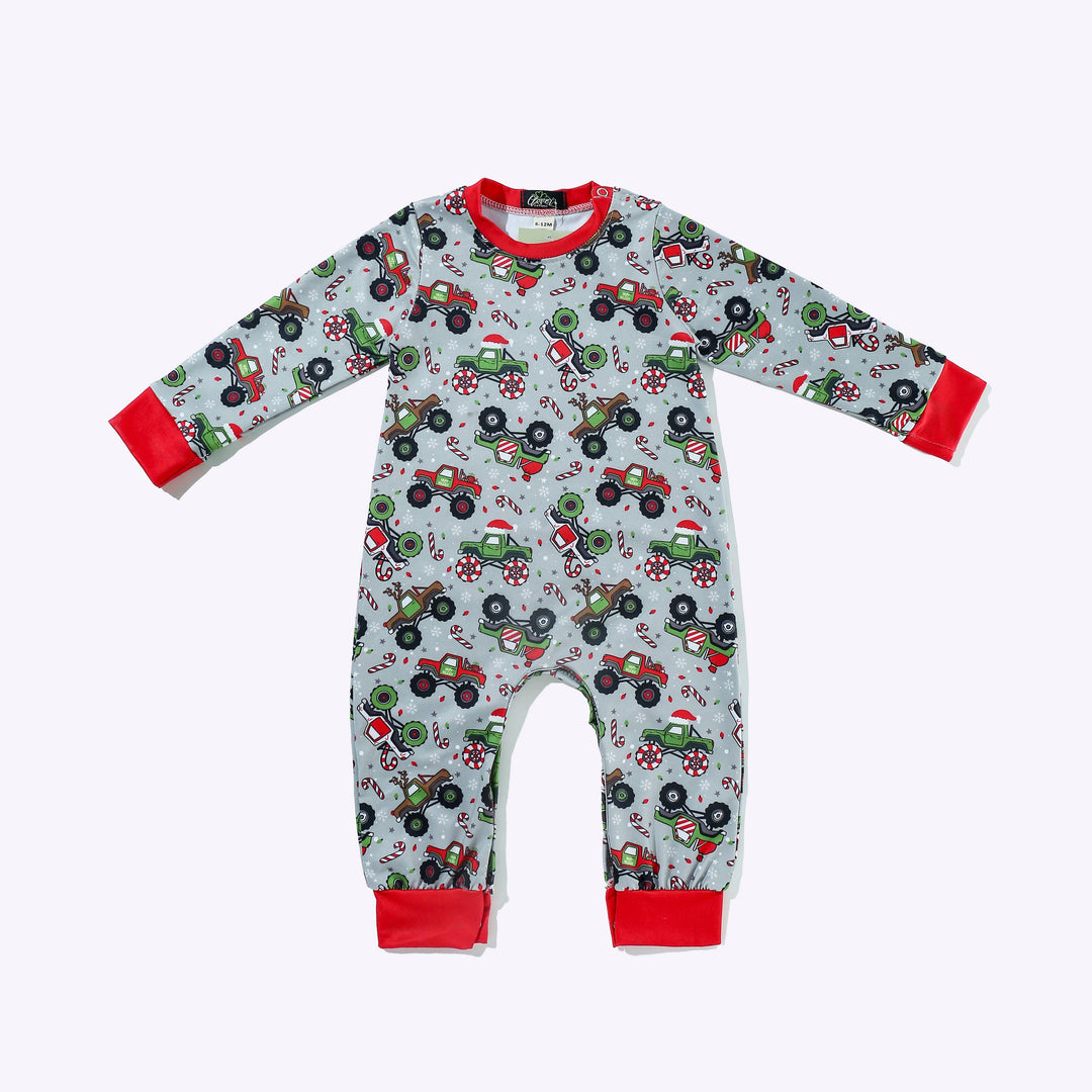 Merry Monster Truck Boy Romper