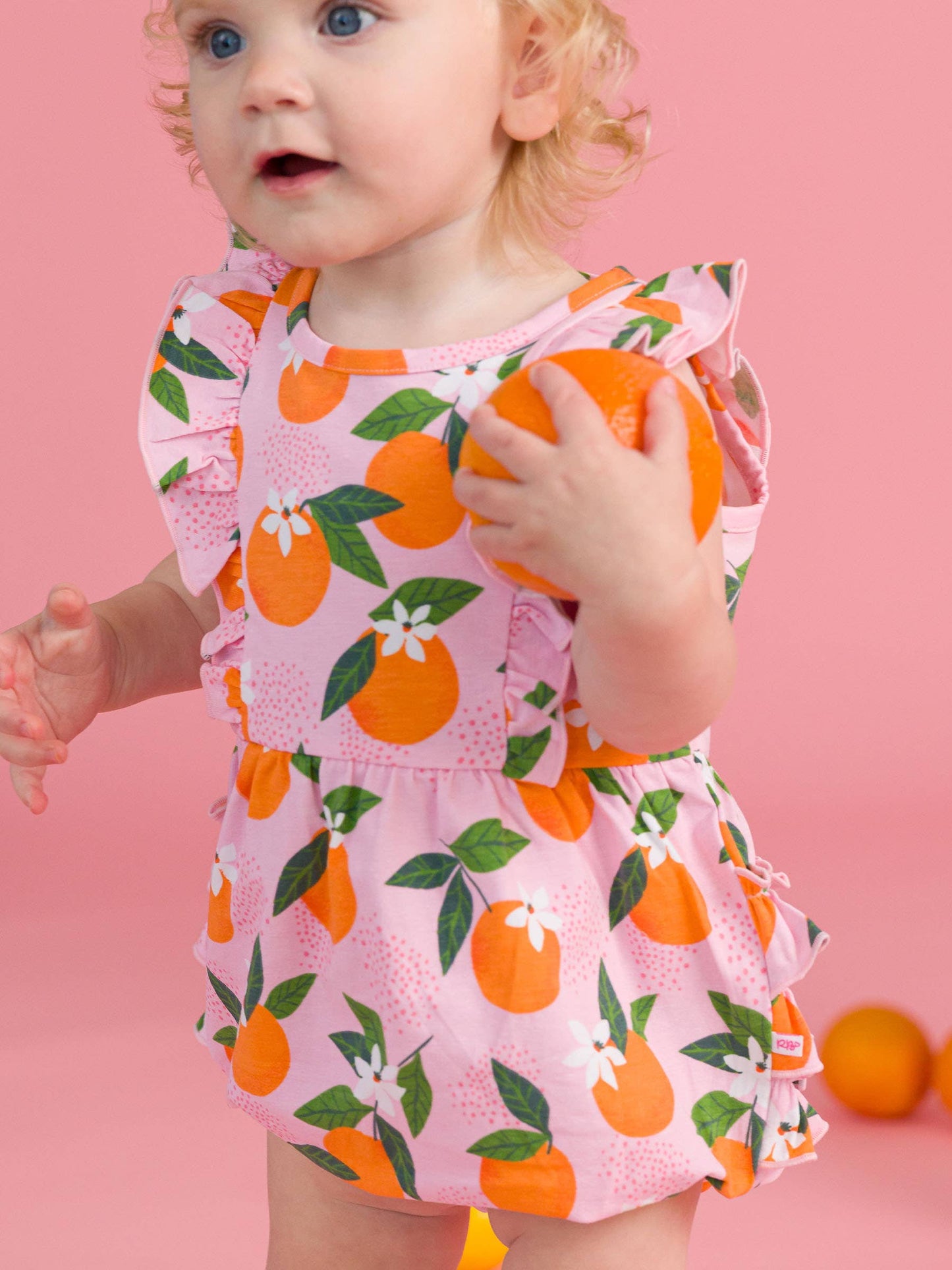 Baby Girls Orange You The Sweetest Tank Waterfall Romper