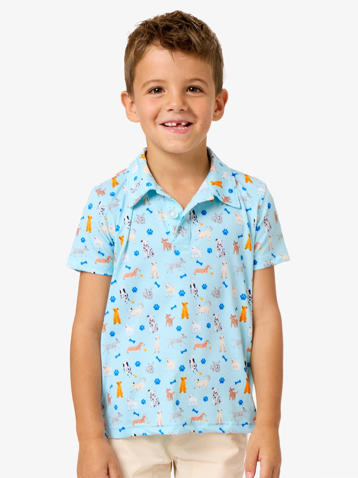 Boys Puppy Playtime Knit Short Sleeve Performance Polo