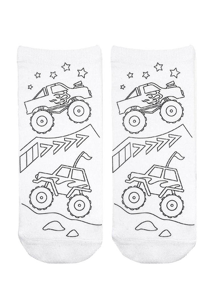 Ankle Socks - DIY Coloring Kit - Monster Truck Mania