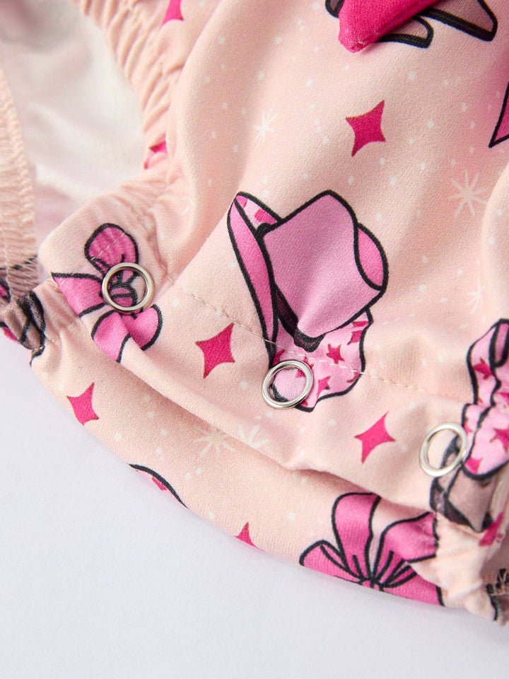 Western Baby Girls Bow Ruffle Romper