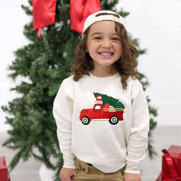 Christmas Truck Patch Sweatshirt - Natural - Boys Clothing