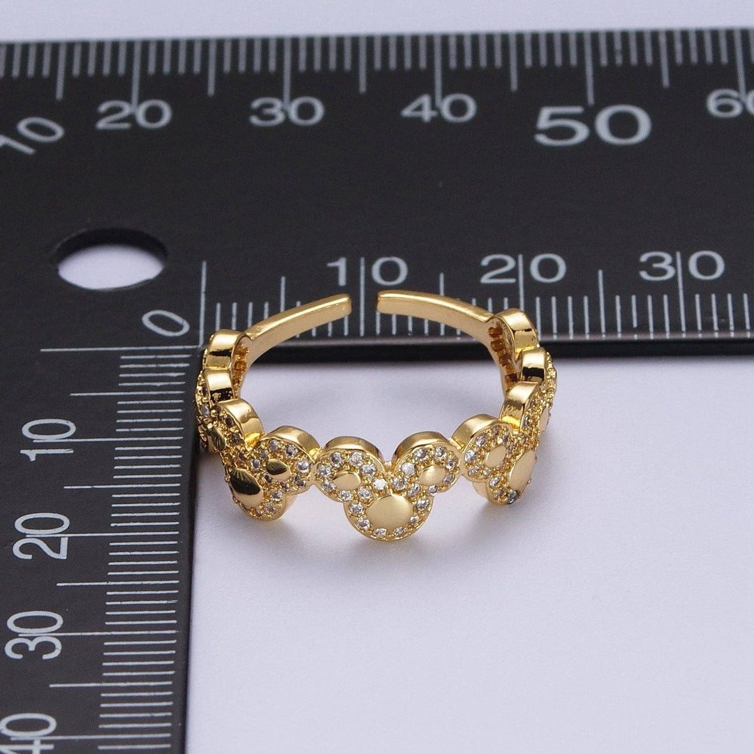 Clear Micro Paved CZ Mouses Adjustable Gold Ring