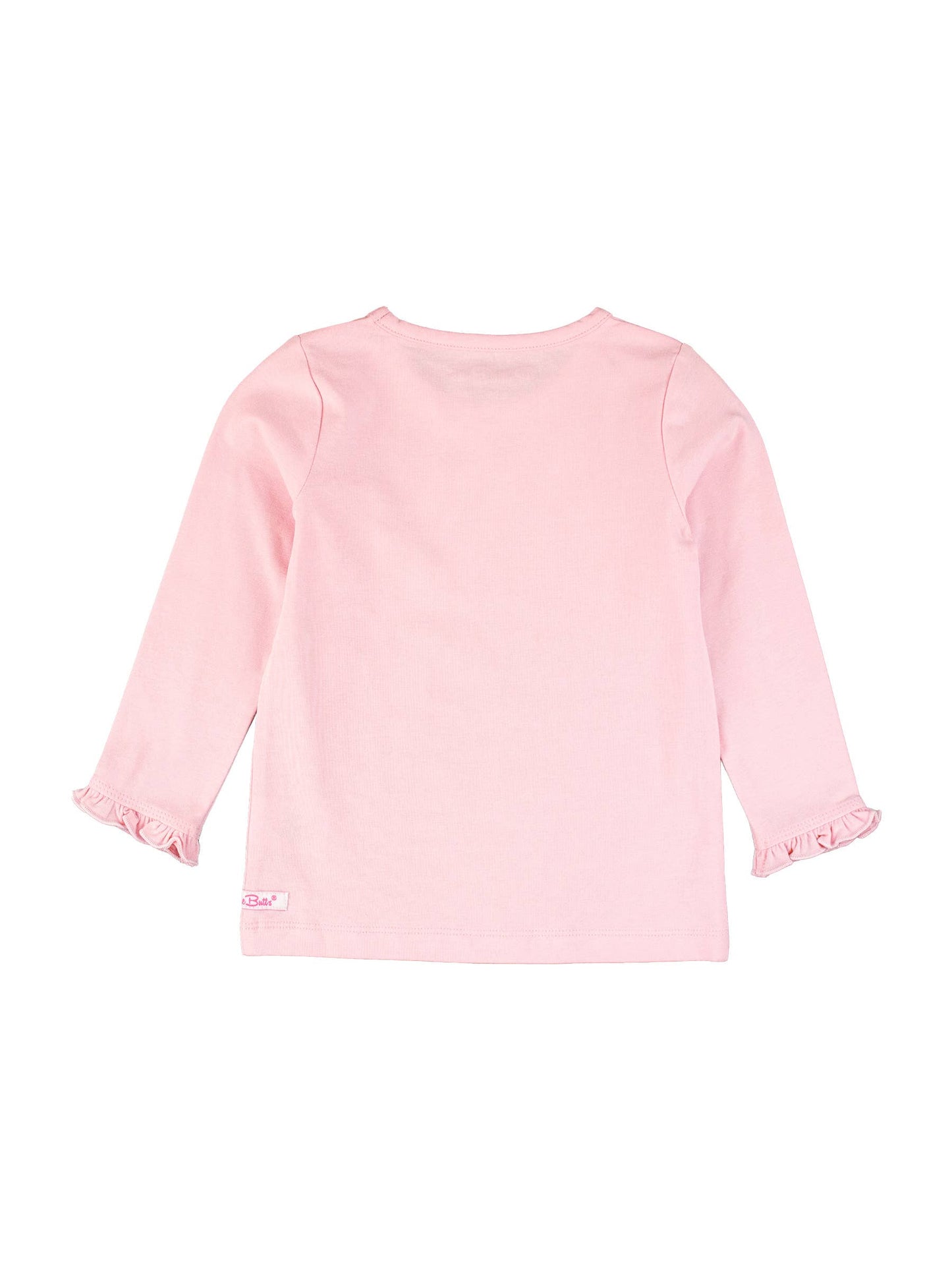 Girls Pink Knit Long Sleeve Ruffle Sleeve Top