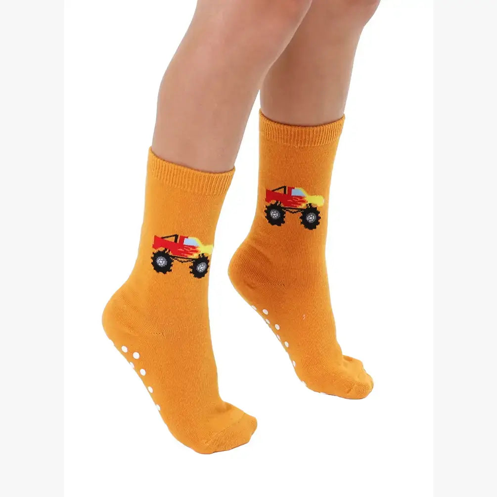 3D Packaged Crew Socks - Kids - Monster Truck - Orange