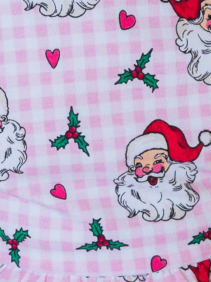 Baby Girls Pink Dear Santa Knit Long Sleeve Flutter Bubble Romper