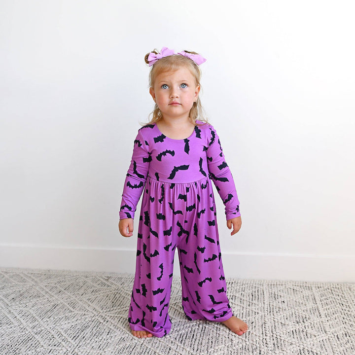 Echo Purple Bats WIDE LEG ROMPER Bamboo Halloween Outfit