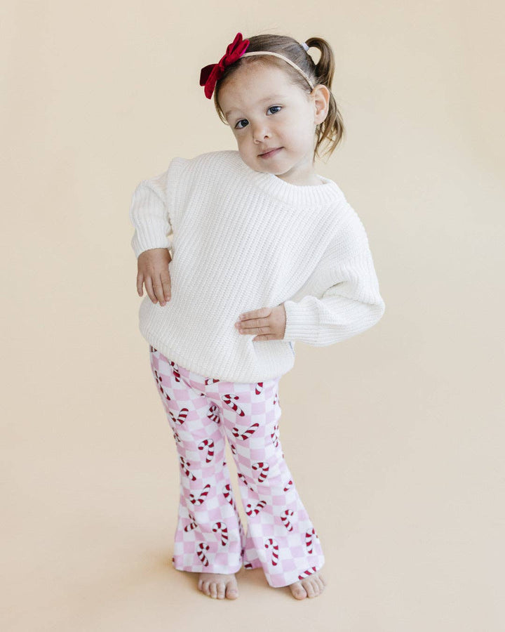 Christmas Candy Cane Kids &amp; Baby Flare Pants | Pink