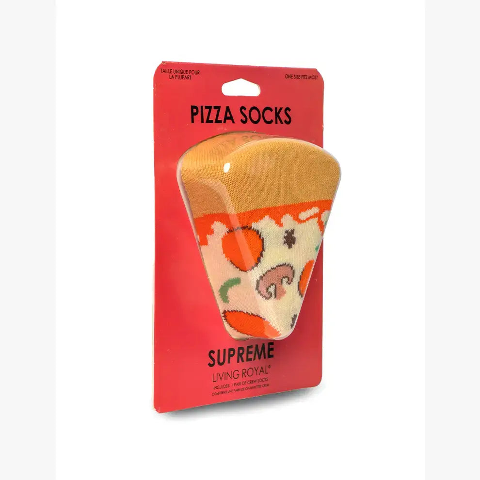 3D Packaged Crew Socks - Pizza Slice - "Cheesy" - Orange