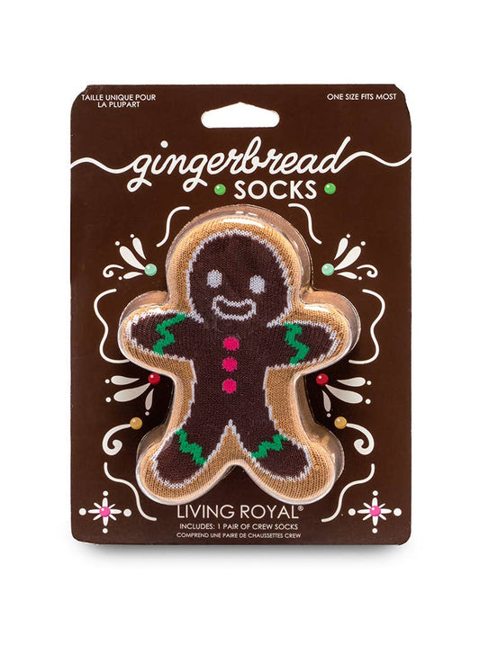 3D Packaged Crew Socks - Holiday - Gingerbread Man - Brown