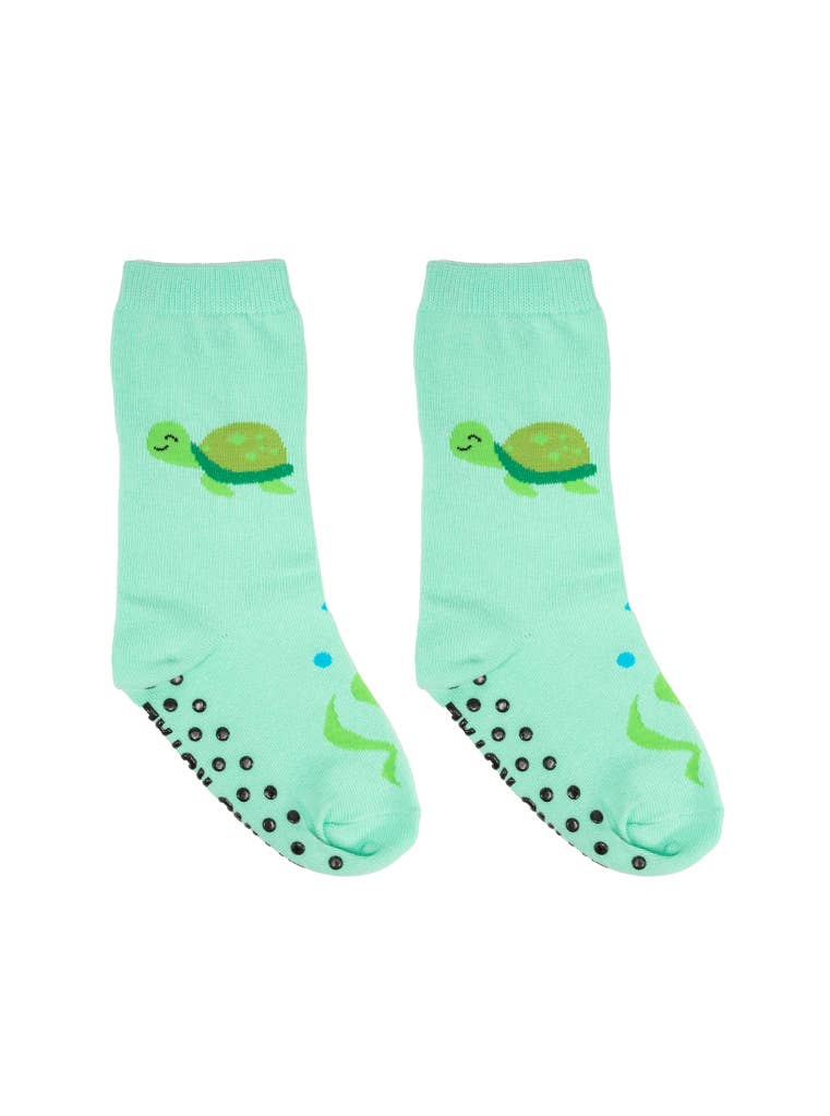 3D Packaged Crew Socks - Kids - Underwater Turtle - Aqua