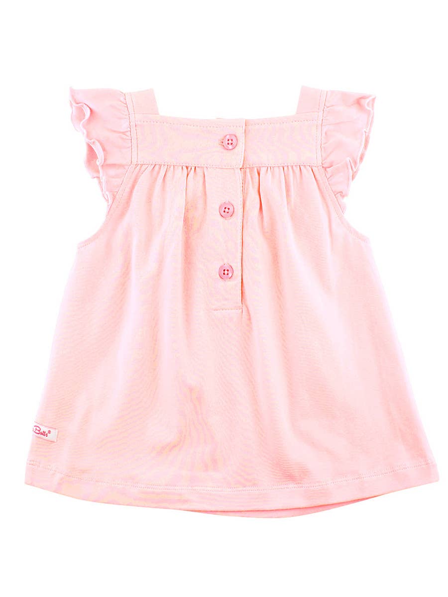 Girls Pink Square Neck Flutter Tank Knit