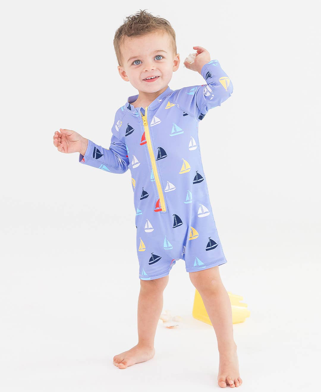 Baby Boys Down By The Bay Long Sleeve One Piece Rash Guard Swimsuit