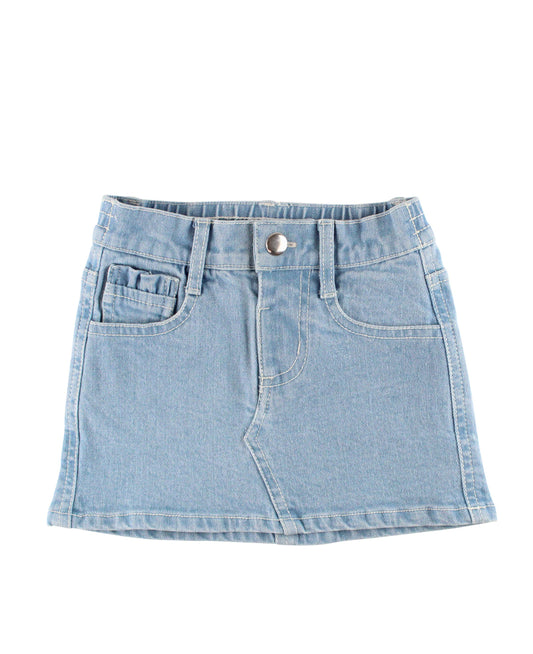 Girls Light Wash Ruffle Jean Skirt