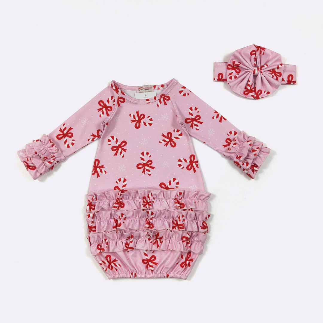 Pink Candy Cane Baby Gown