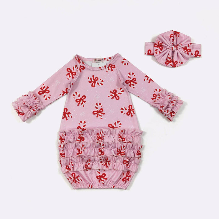 Pink Candy Cane Baby Gown