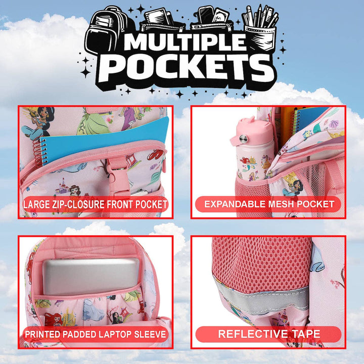 Disney Princess All-Over Character Print Pink 16” Backpack With Lunchbox Set