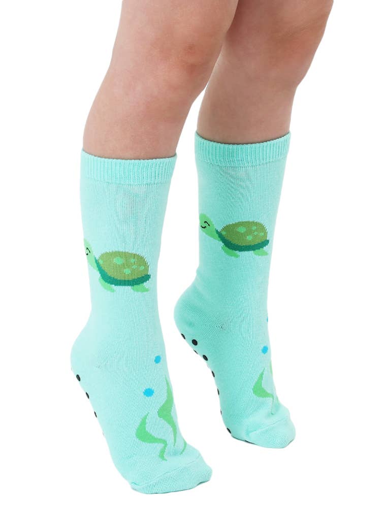 3D Packaged Crew Socks - Kids - Underwater Turtle - Aqua