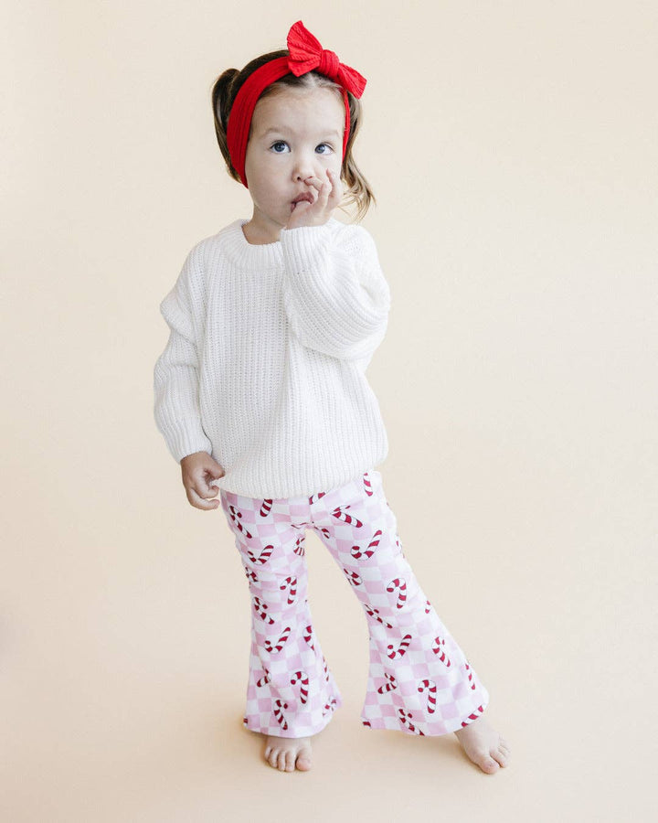 Christmas Candy Cane Kids &amp; Baby Flare Pants | Pink