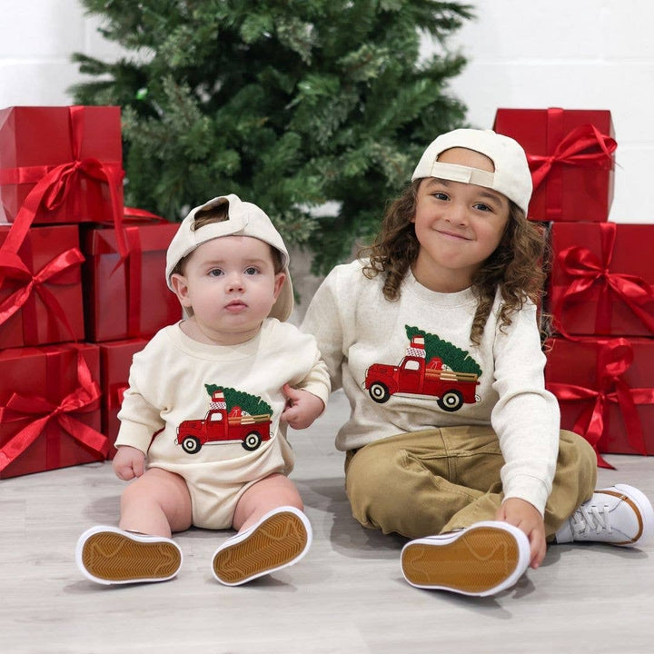 Christmas Truck Patch Sweatshirt - Natural - Boys Clothing