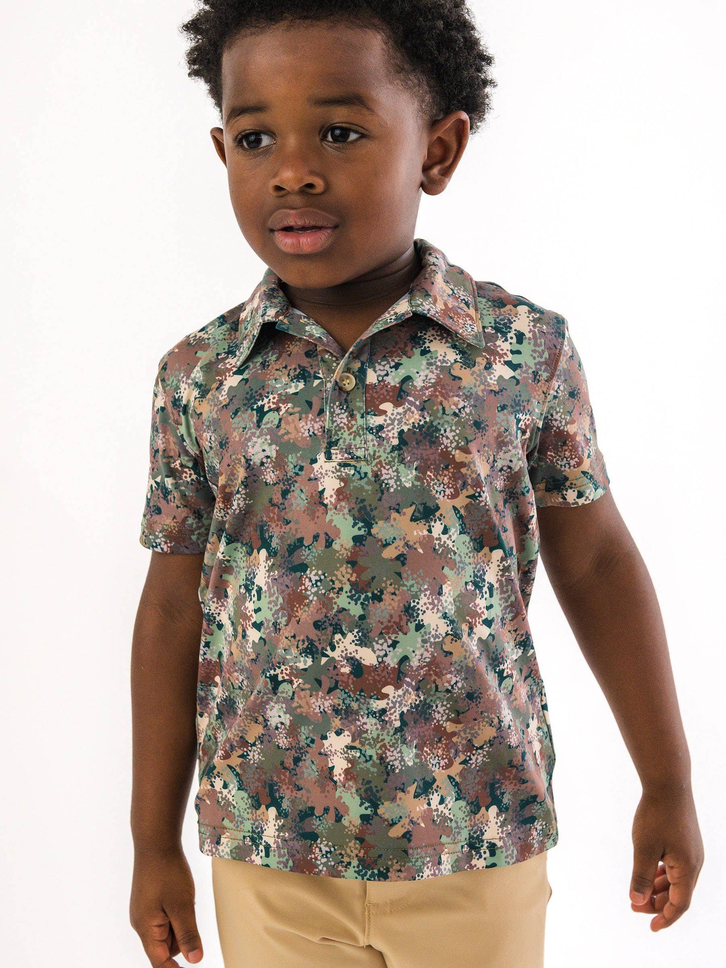 Boys Classic Camo Knit Short Sleeve Performance Polo