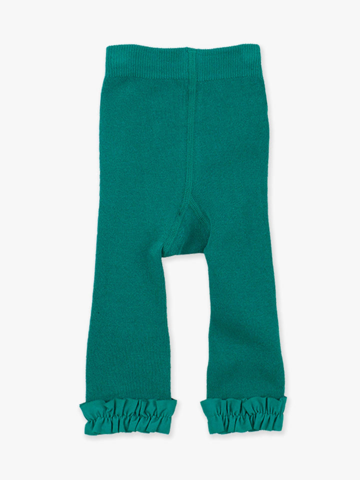 Girls Emerald Green Footless Ruffle Tights