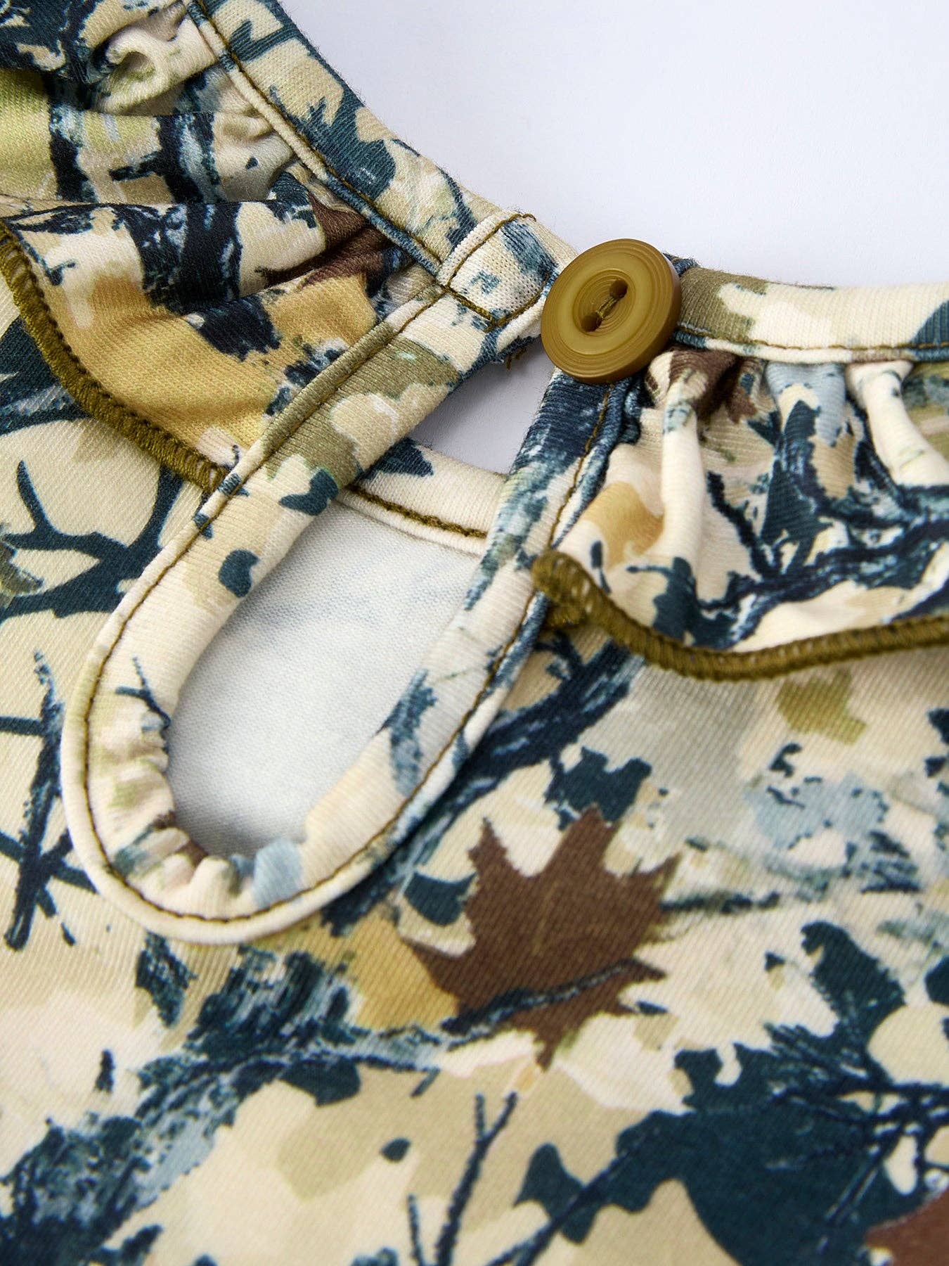 Camo Duck Smocked Bow Ruffle Sleeves Girls Dress