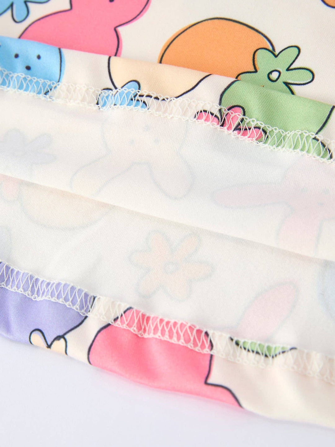 Colorful Bunny Girls Twirl Short-sleeved Dress