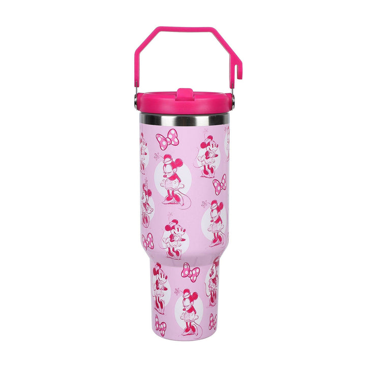 Disney Minnie Mouse &amp; Bows All-Over Print 40 Oz Pink Stainless Steel Water Bottle