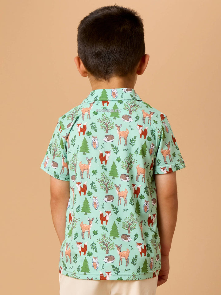 Boys Woodland Friends Knit Short Sleeve Performance Polo