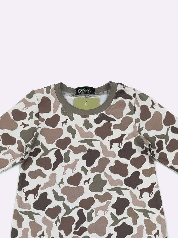 LS Dog Duck Hunt Camo Boy Romper