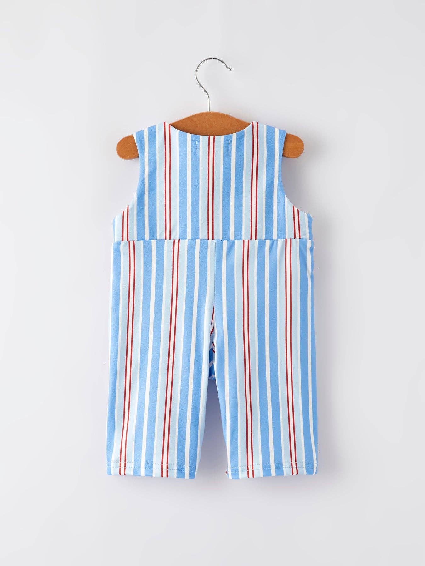4th of July Toddler Boys Ice Cream Striped Smocking Embroidered Romper