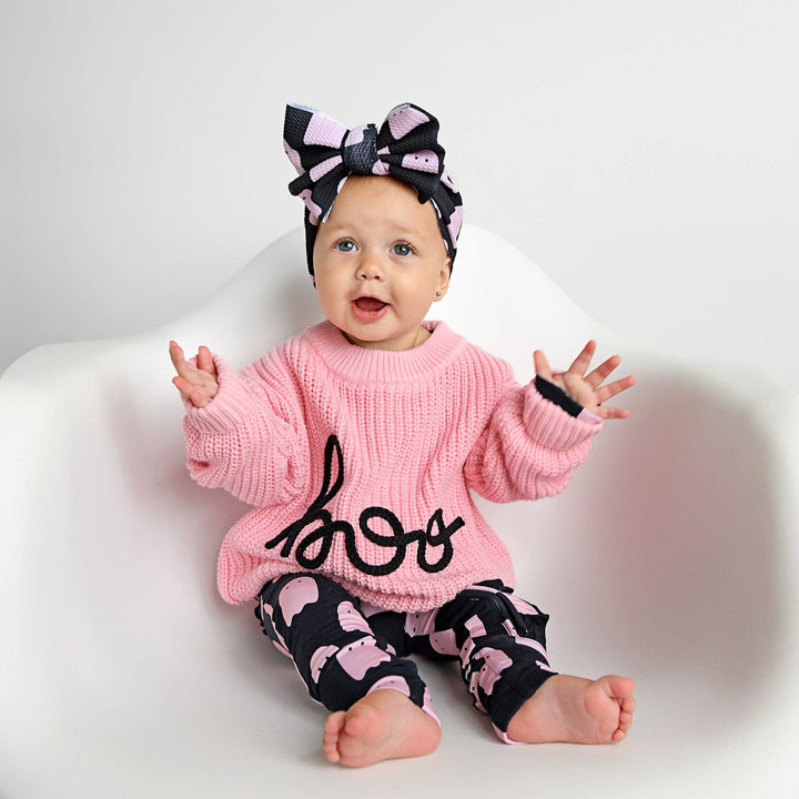 Suéter rosa Boo para Halloween para niños