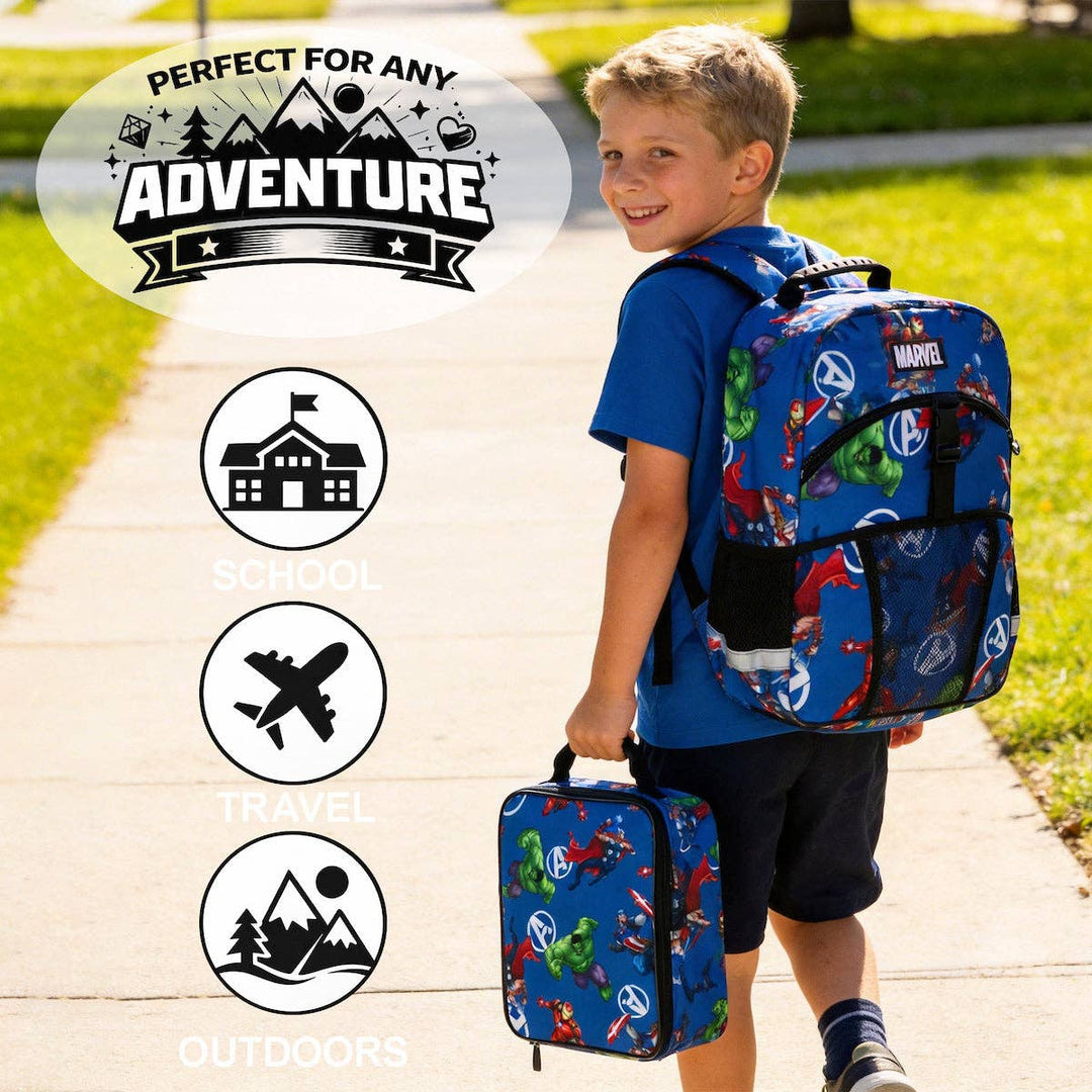 Marvel’s Avengers Classic 2-Piece 16” Kids Backpack &amp; Lunch Box Set For School And Travel