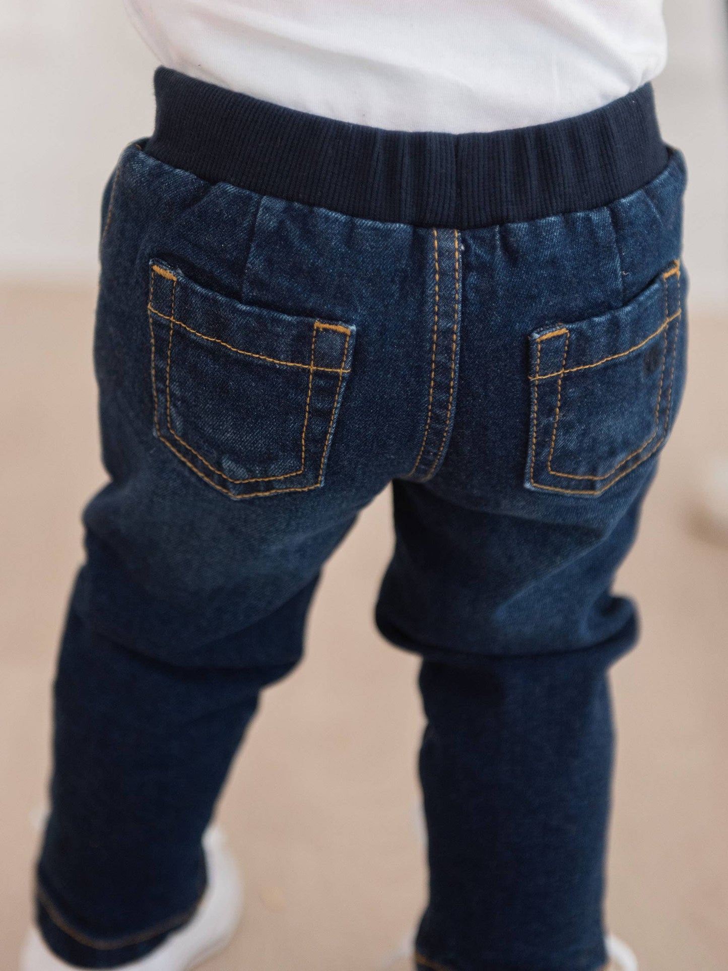 Boys Medium Wash Denim Stretch Denim Pull-on Jeans