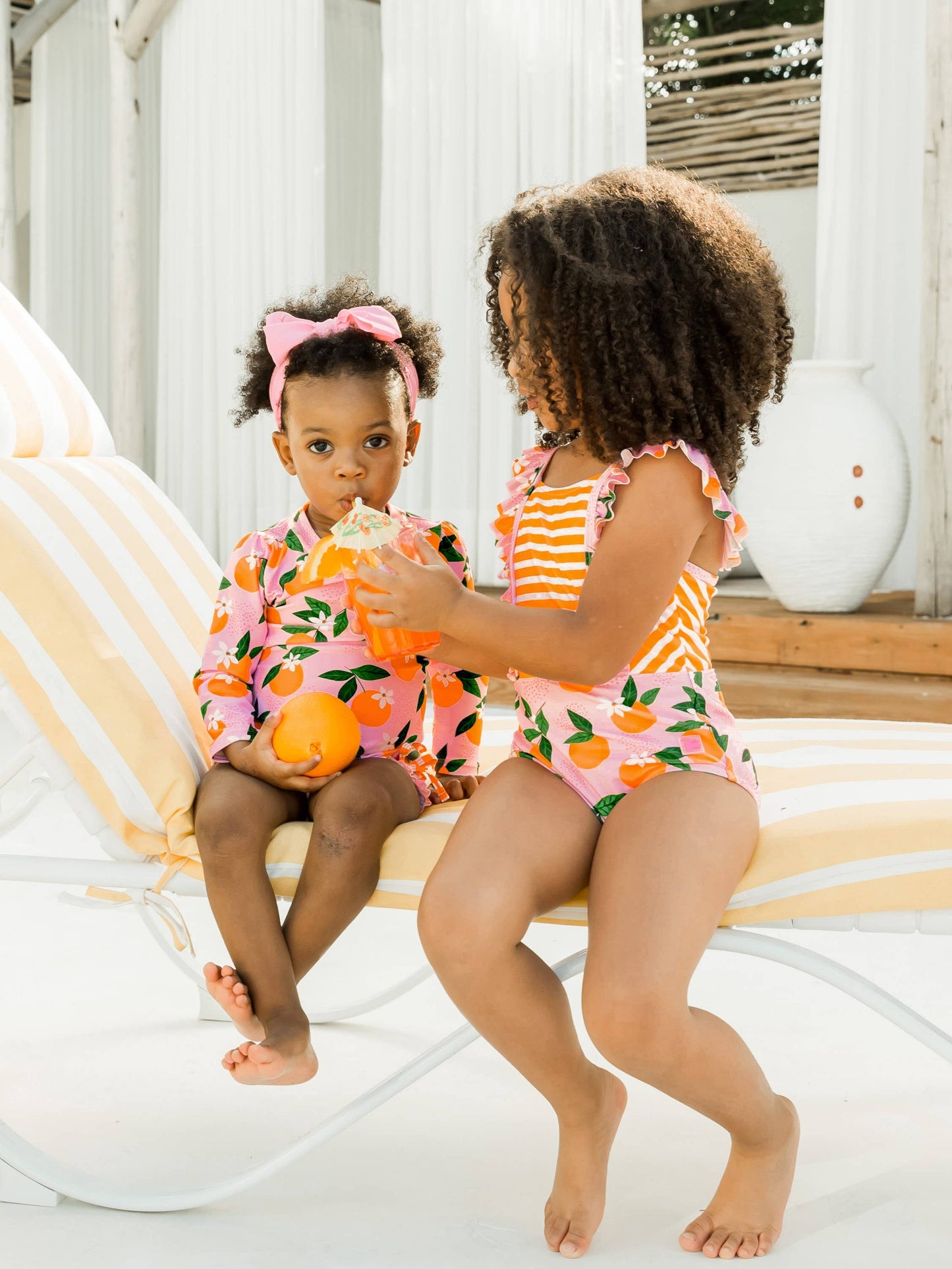 Girls Orange You The Sweetest Pinafore One Piece Swimsuit
