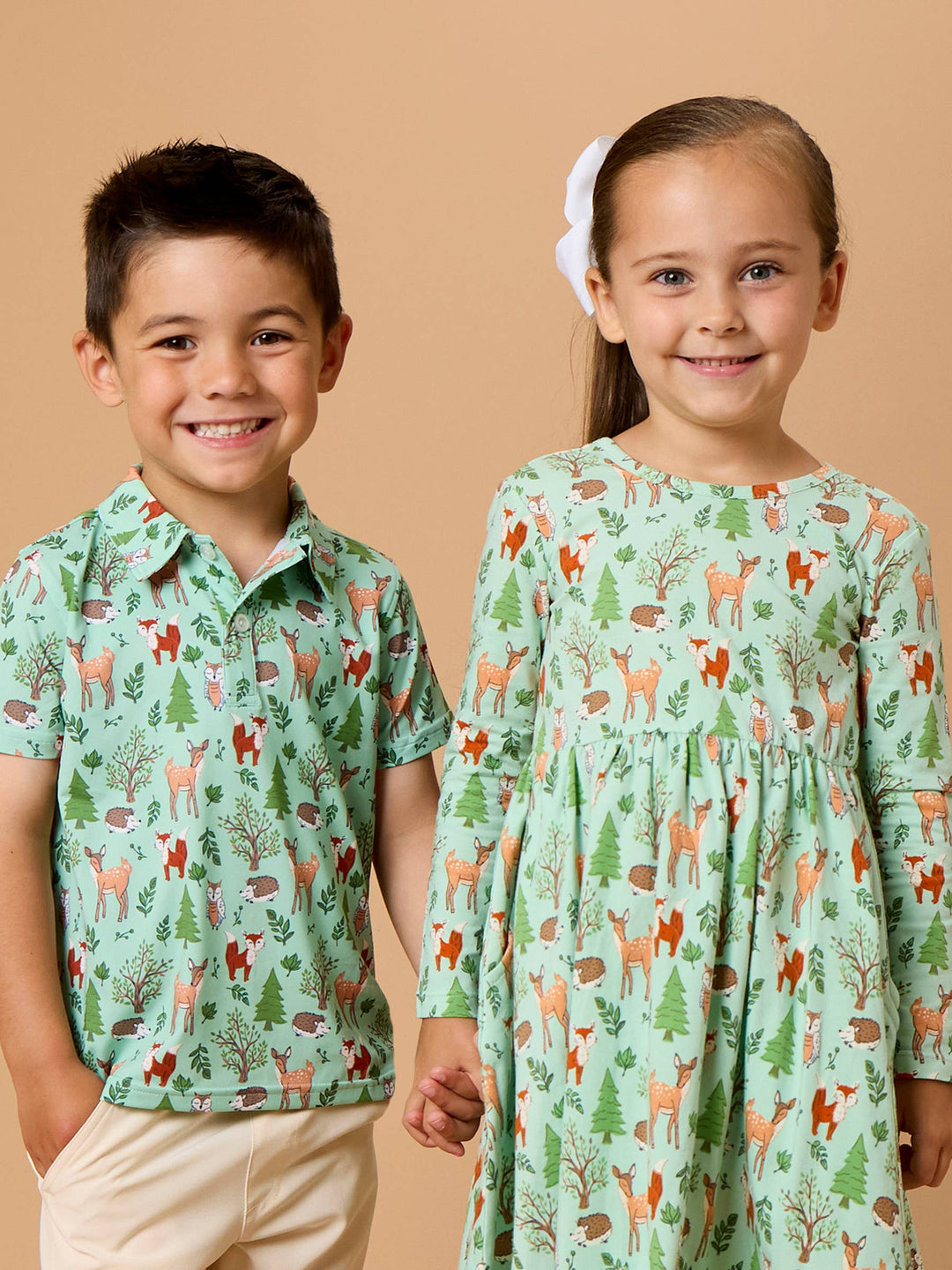 Boys Woodland Friends Knit Short Sleeve Performance Polo