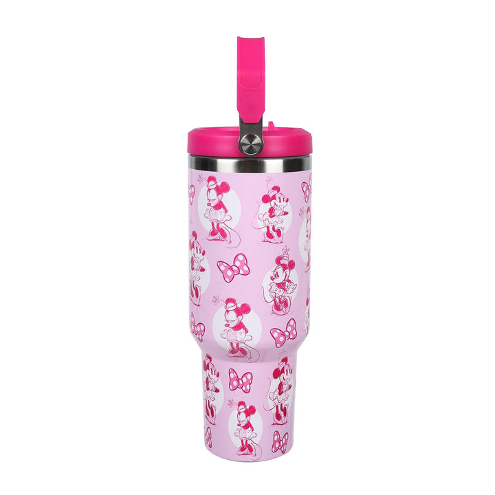 Disney Minnie Mouse &amp; Bows All-Over Print 40 Oz Pink Stainless Steel Water Bottle