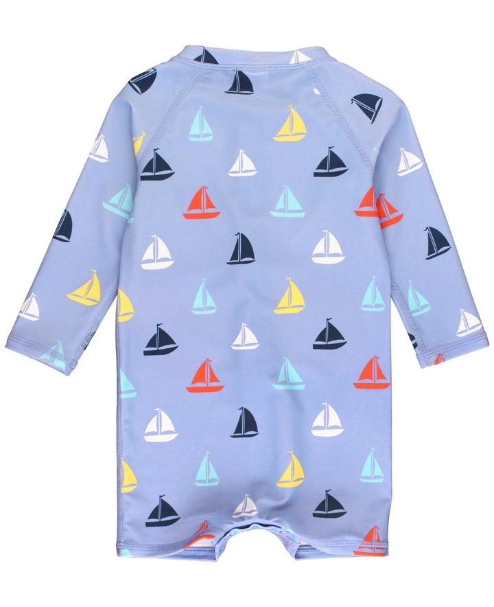 Baby Boys Down By The Bay Long Sleeve One Piece Rash Guard Swimsuit