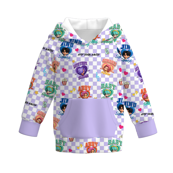 Pop Star Print Pocket Hoodie Sweater for Girls