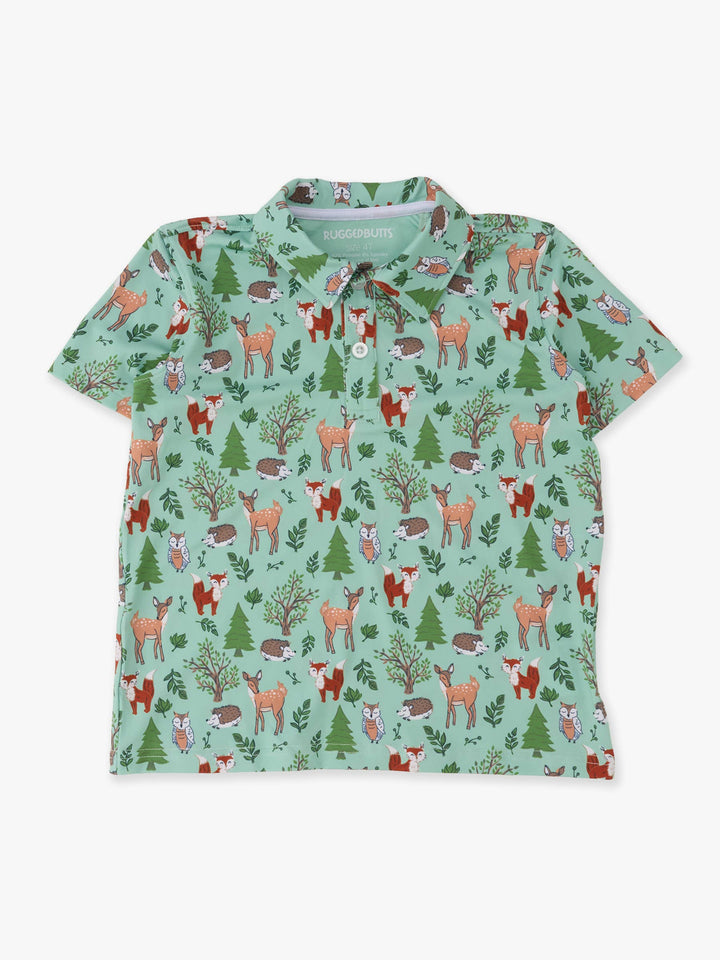 Boys Woodland Friends Knit Short Sleeve Performance Polo
