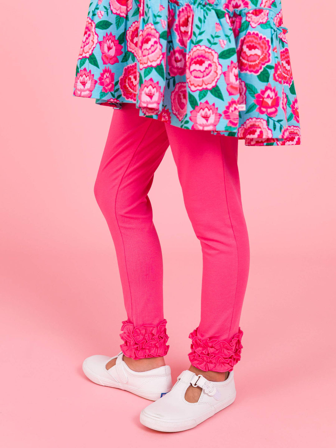 Girls Bright Blossoms Knit Ruffle Tiered Tunic Top