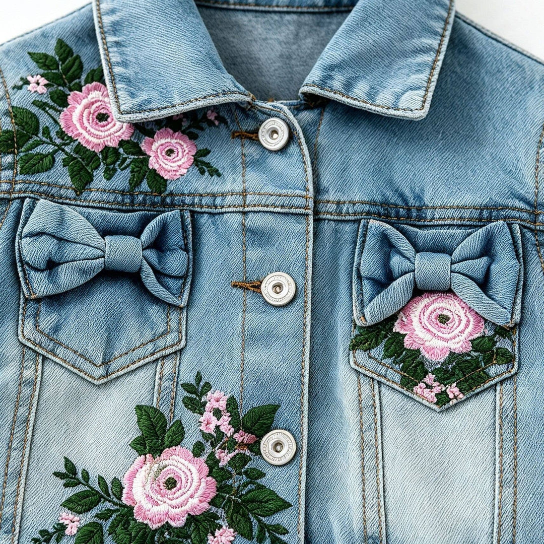 Painted Distressed Rosebud Jean Jackets