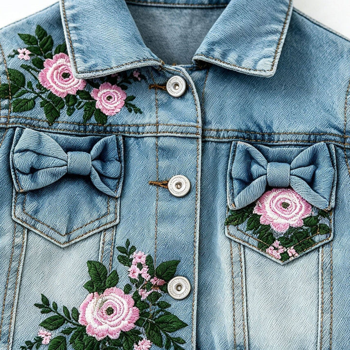 Painted Distressed Rosebud Jean Jackets