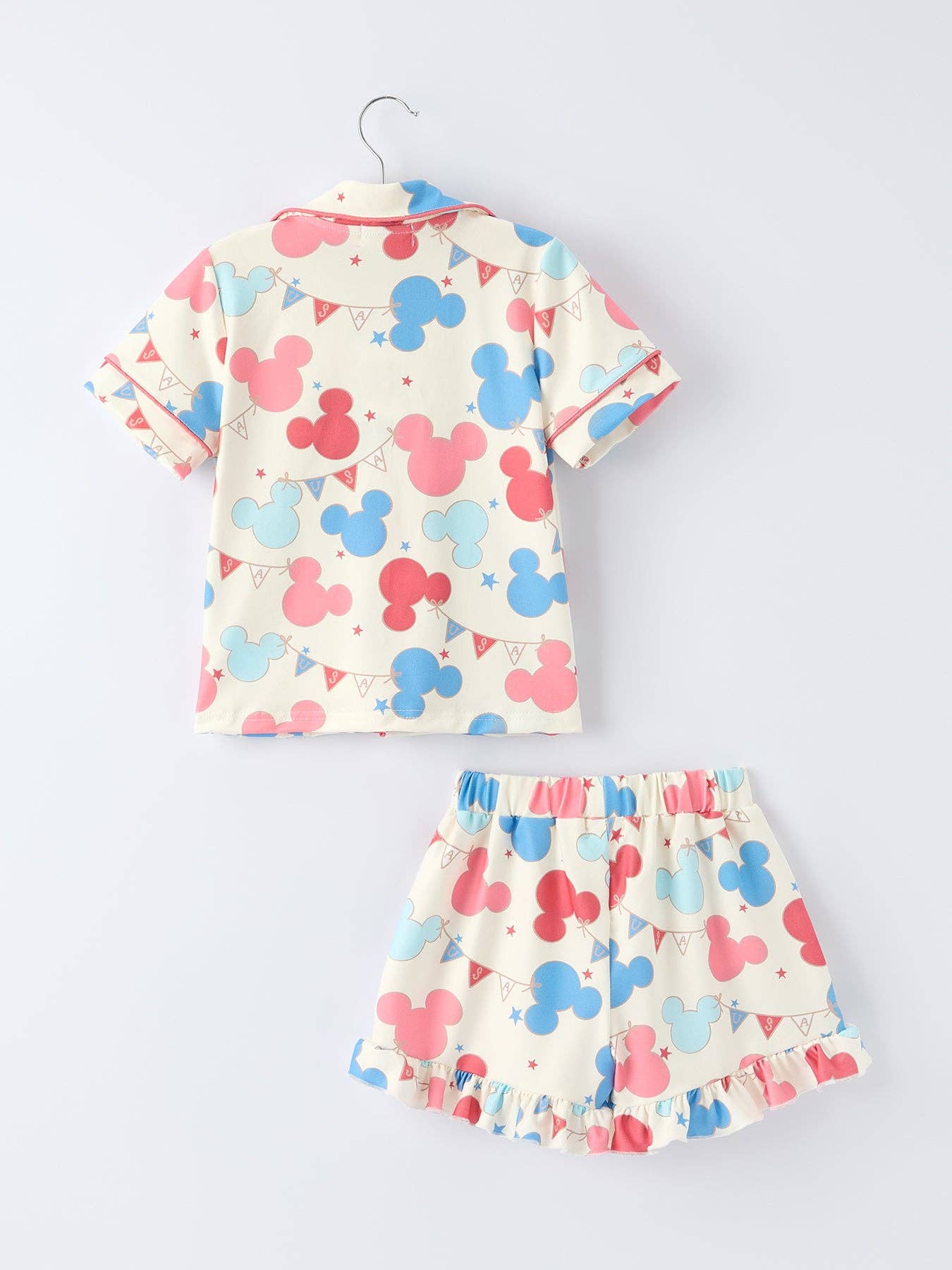 4th Of July M Red Blue Print Girls Pajamas Set