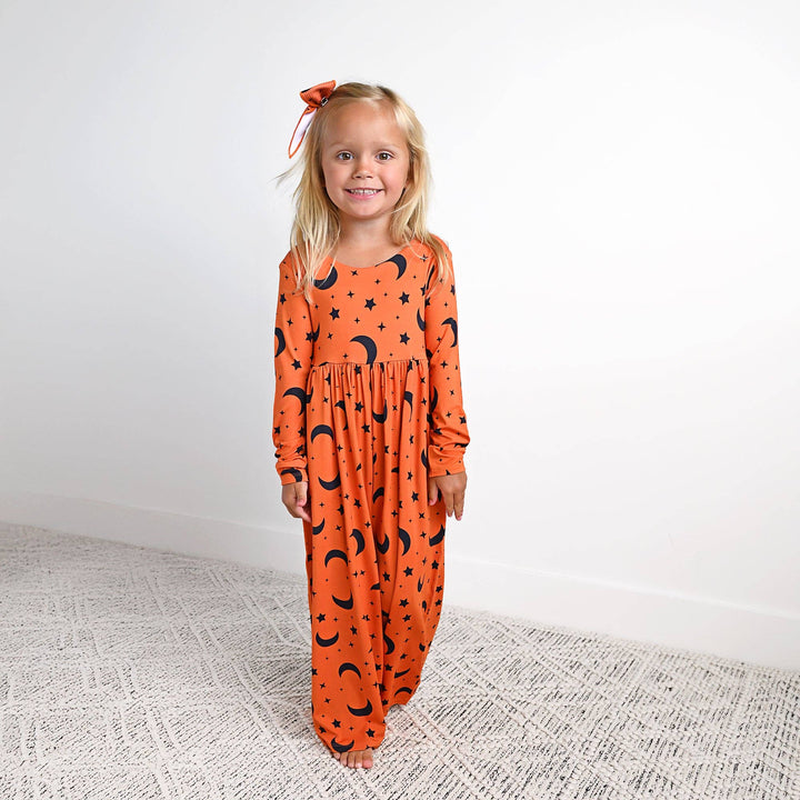 Blaise Orange Moon WIDE LEG ROMPER Halloween Bamboo Kids Outfit