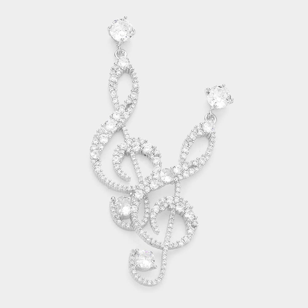 Treble Clef Music Note Dangle Earrings