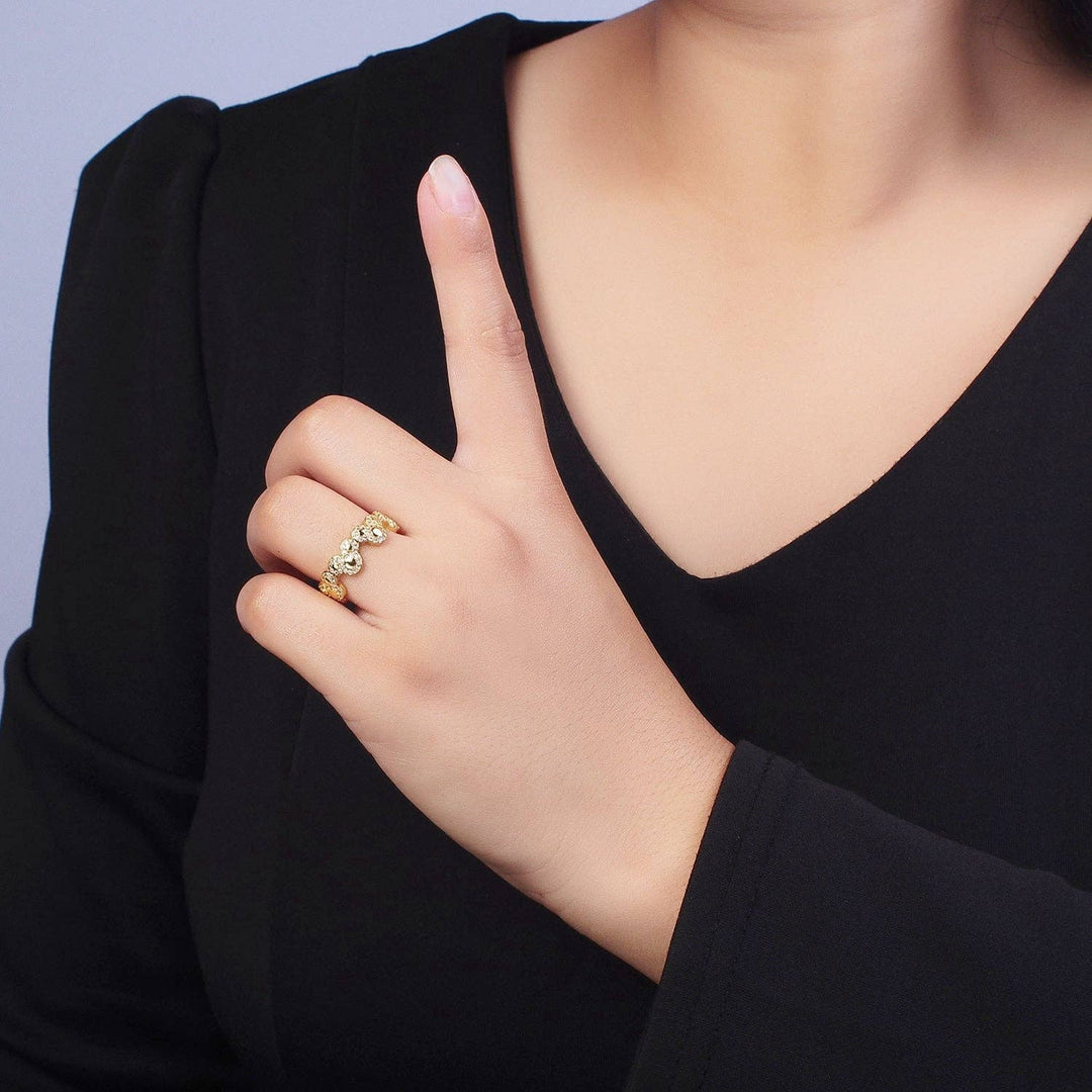 Clear Micro Paved CZ Mouses Adjustable Gold Ring