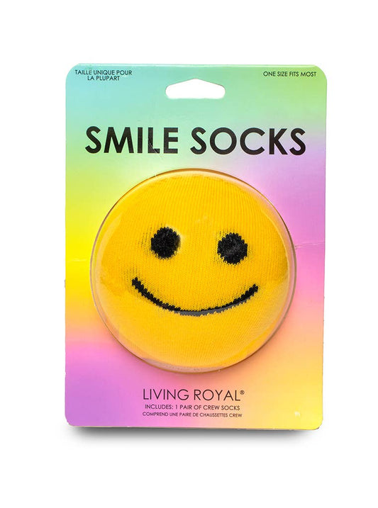 3D Packaged Crew Socks - Happy Face - "Be Happy" - Yellow